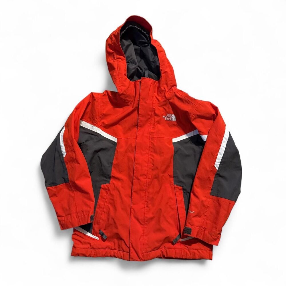 The North Face Boys HyVent Hooded Jacket Red Black Size S 7/8 Rain Shell